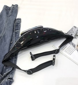 Блестящая переливающаяся сумка бананка на пояс фото