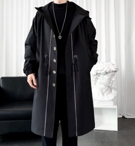 Мужской тренч парка с белой полоской фото