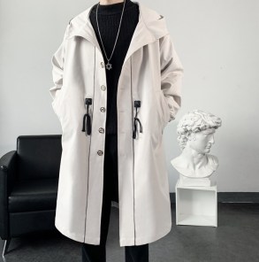 Мужской тренч парка с белой полоской фото