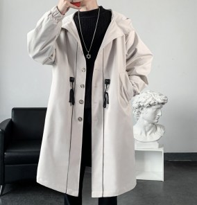 Мужской тренч парка с белой полоской фото