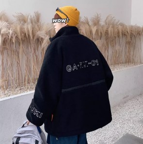 Теплая плюшевая куртка с воротником стойка на резинках фото