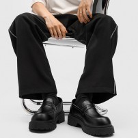 Мужские черные туфли лоферы на высокой подошве фото