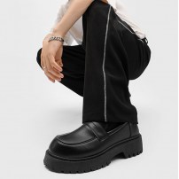 Мужские черные туфли лоферы на высокой подошве фото