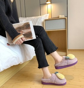 Женские плюшевые тапочки сабо с объемными фруктами фото