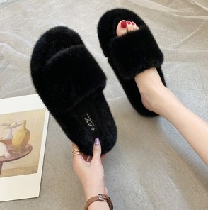 Тапочки меховие с открытым носком фото