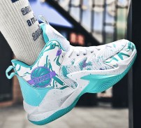  Яркие высокие баскетбольные кроссовки с сеткой и рисунком фото