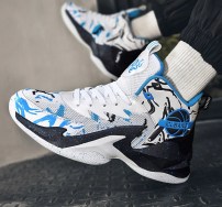  Яркие высокие баскетбольные кроссовки с сеткой и рисунком фото