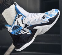  Яркие высокие баскетбольные кроссовки с сеткой и рисунком фото