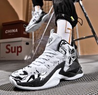  Яркие высокие баскетбольные кроссовки с сеткой и рисунком фото