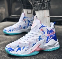  Яркие высокие баскетбольные кроссовки с сеткой и рисунком фото