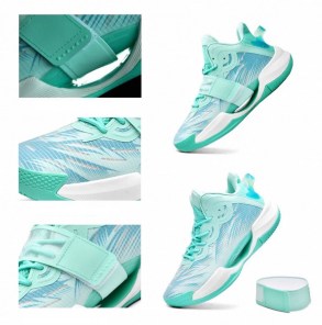 Легкие высокие баскетбольные кроссовки с сеткой и липучкой - разноцветные фото