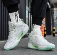 Легкие высокие баскетбольные кроссовки с сеткой и липучкой - разноцветные фото