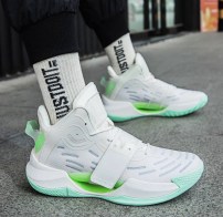 Легкие высокие баскетбольные кроссовки с сеткой и липучкой - разноцветные фото