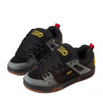 Кеды DVS Comanche Charcoal темно-серые с желтым лого красной петлей и gum-подошвой фото