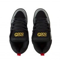 Кеды DVS Comanche Charcoal темно-серые с желтым лого красной петлей и gum-подошвой фото