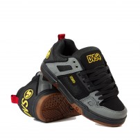 Кеды DVS Comanche Charcoal темно-серые с желтым лого красной петлей и gum-подошвой фото