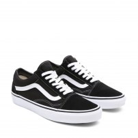 Кеды Vans Old Skool черные замша и холст белая полоса фото