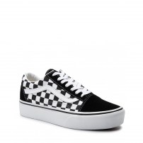 Кеды Vans Old Skool Platform Checkerboard черно-белая клетка на платформе фото