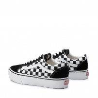 Кеды Vans Old Skool Platform Checkerboard черно-белая клетка на платформе фото