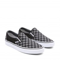 Слипоны Vans Slip-On Classic Checkerboard черные с серой клеткой фото