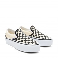 Слипоны на платформе Vans Slip-On Platform Checkerboard черно-белые фото