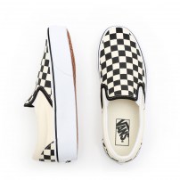 Слипоны на платформе Vans Slip-On Platform Checkerboard черно-белые фото