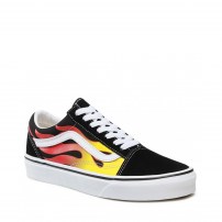 Кеды Vans Old Skool Flame черные с огненным принтом желто-красным фото