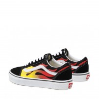 Кеды Vans Old Skool Flame черные с огненным принтом желто-красным фото
