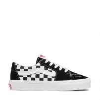 Кеды Vans Sk8-OX черные с шахматной клеткой на боковой вставке