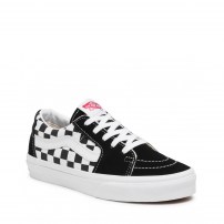 Кеды Vans Sk8-OX черные с шахматной клеткой на боковой вставке фото