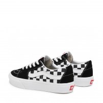 Кеды Vans Sk8-OX черные с шахматной клеткой на боковой вставке фото