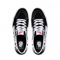 Кеды Vans Sk8-OX черные с шахматной клеткой на боковой вставке фото