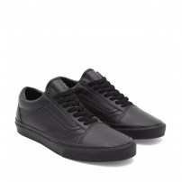 Кеды Vans Old Skool Classic Tumble черные кожаные mono фото