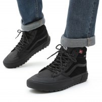 Высокие кеды Vans Sk8-HI MTE черные кожаные с рифленой подошвой фото