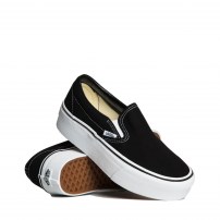 Слипоны Vans Slip-On Max Stackform черные на высокой белой платформе фото