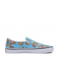 Слипоны Vans Slip-On Skate голубые с принтом горящих кубиков