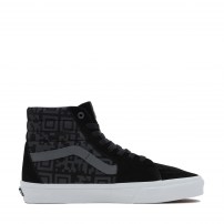 Высокие кеды Vans Sk8-HI черные с пиксельным принтом и серой полоской