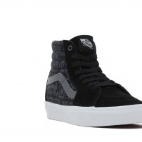 Высокие кеды Vans Sk8-HI черные с пиксельным принтом и серой полоской фото