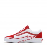 Кеды Vans Old Skool Classic красные с белым молниевым зигзагом фото