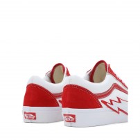 Кеды Vans Old Skool Classic красные с белым молниевым зигзагом фото