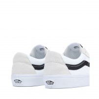 Кеды Vans Sk8-OX белые минималистичные с черной полоской фото