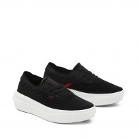 Кеды Vans Authentic Overt CC черные на белой платформе с красным основанием фото