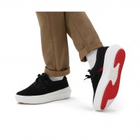 Кеды Vans Authentic Overt CC черные на белой платформе с красным основанием фото