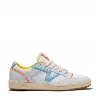 Кроссовки Vans Lowland CC белые с голубой полоской и цветными акцентами