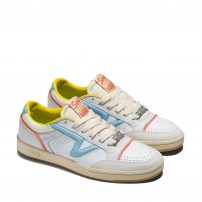 Кроссовки Vans Lowland CC белые с голубой полоской и цветными акцентами фото