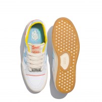 Кроссовки Vans Lowland CC белые с голубой полоской и цветными акцентами фото
