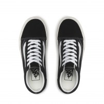 Кеды Vans Old Skool черные на высокой платформе с шахматным принтом на подошве фото
