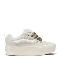 Кеды Vans Knu Skool Max Stackform кремовые с радужными веревочными шнурками