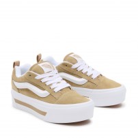 Кеды Vans Knu Skool Max Stackform бежевые с горчичной полоской на платформе фото