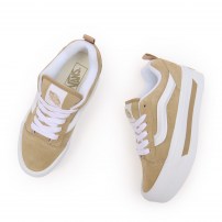 Кеды Vans Knu Skool Max Stackform бежевые с горчичной полоской на платформе фото